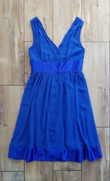 Kobaltowa sukienka szyfonowa r.38