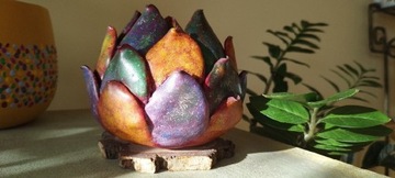 Świecznik porcelanowy ręcznie malowany - kolorowy