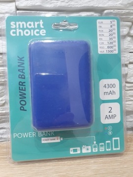 Powerbank 4300 mAh, 5V, 2.1A, niebieski