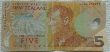 Nowa Zelandia NZ$5 dolarów 1999 Pszczelarz Hillary