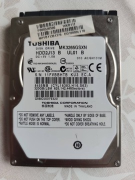 Dysk Toshiba 320GB, SATA, MK3265GSXN, sprawny