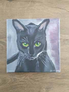 Obraz malowany na płótnie Czarny Kot 