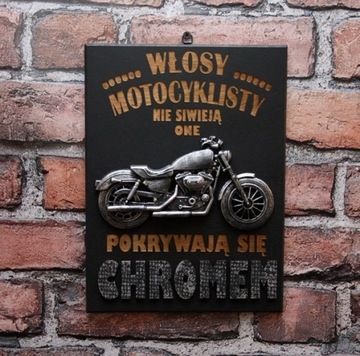 Tabliczka 3D dla Motocyklisty "Włosy nie Siwieją"