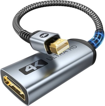 WARRKY Przejściówka 4K Mini DisplayPort na HDMI 