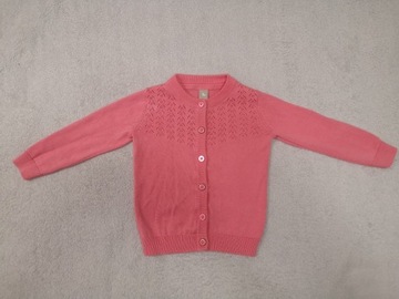 Różowy elegancki ażurowy zapinany sweter 74 - 80