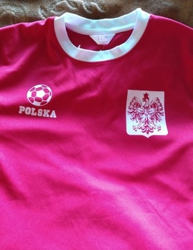 Koszulka 164 cm sportowa czerwono-biała Polska