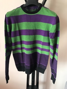 męski sweter Blend M zielony fioletowy w paski