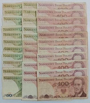 NR 8 - BANKNOTY PRL - 33 SZTUKI - KAŻDA SERIA INNA