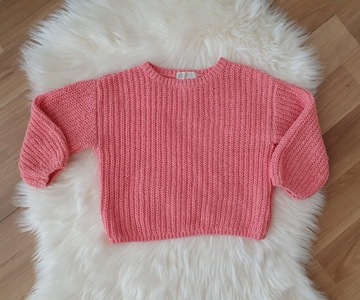 Sweterek dla dziewczynki H&M koralowy roz.110/116