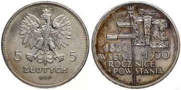 Polska, 5 złotych, 1930  Sztandar Piękny : -1 !!!