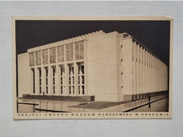 KRAKÓW BUDUJE MUZEUM NARODOWE 1935 pocztówka