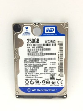 Dysk HDD 250 GB WD 2.5"