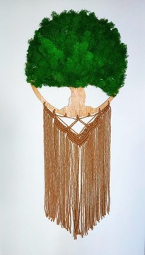 Obraz 3D mech chrobotek drzewo życia makrama 40 cm