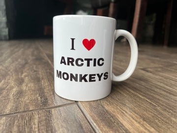 biały kubek I love Arctic Monkeys serce heart