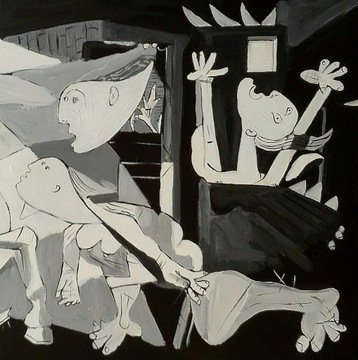 Pablo Picasso, Guernica (fragment), płotno, 50x50