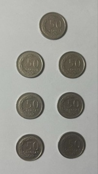 Moneta 50 groszy 1991 rok ZESTAW 05B = 7 szt. 