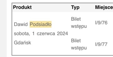 Dawid Podsiadło - 1 czerwca - Gdańsk 
