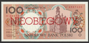 Polska 100 złotych 1990 - NIEOBIEGOWY - stan UNC
