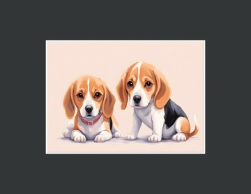 Plakat PREMIUM słodkie beagle 2 - 50x70cm