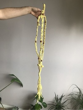 Makrama macrame żółta  na kwiatek / roślinę 