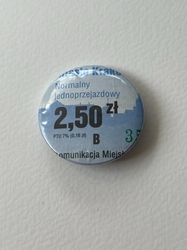 Button przypinka handmade bilet autobusowy unikat 