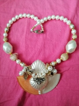 Naszyjnik masa perłowa pereł sztuczna biżuteria 