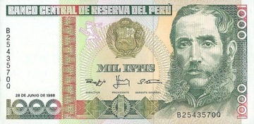 Peru - 1000 Intis - 1988 - P136 - St.1