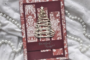 elegancka kartka świąteczna handmade choinka