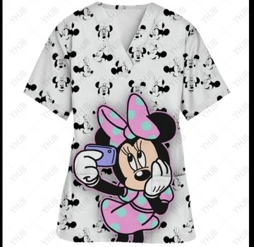 Bluzka medyczna z kieszeniami - Disney Minnie Mouse - 3XL