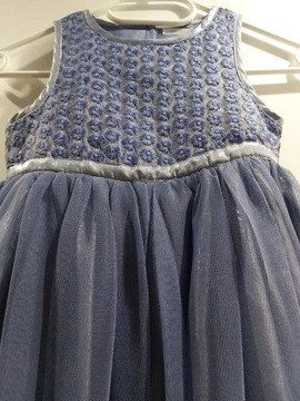 Piękna sukienka niebiesko srebrna błyszcząca 122 