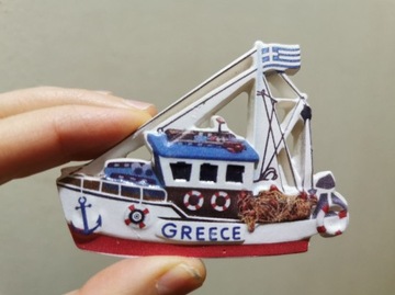 Zagraniczny magnes na lodówkę Grecja kuter rybacki