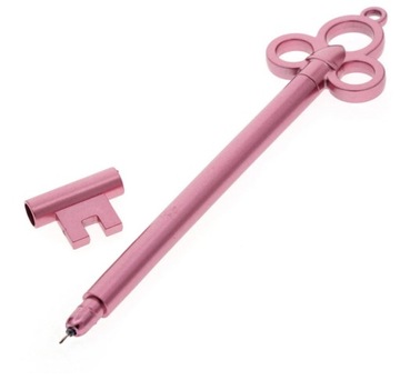 długopis klucz różowy metalic czarny wkład 