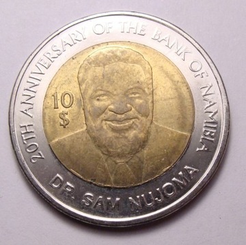 Bamibia 10 dollars 2010 r. BIMETAL ŁADNA!!