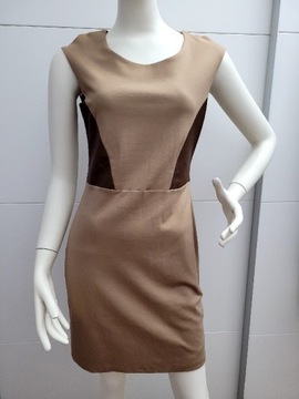 Massimo Dutti sukienka nowa bez papierowej metki karmel +skóra naturalna   