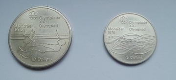Monety 10 dolarów i 5 Kanadyjskie 1975r