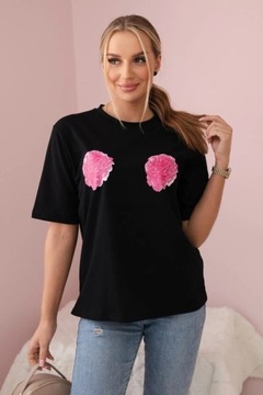 T-shirt damski Basic Roses czerń nowość 