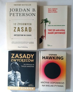 Zestaw książek. Jordan Peterson, Schafer, Hawking 