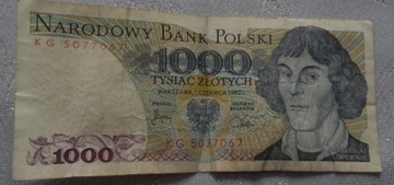 Banknot 1000 zł Kopernik 1982 r.