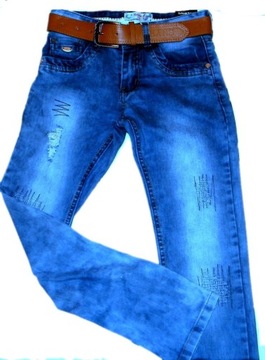 Świetne jeansy z paskiem dla chłopca 134/140(10L)
