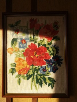 3 x obrazy kwiaty w drewnianych oprawkach