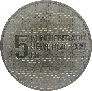 Szwajcaria 5 francs 1989, KM#68