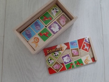 Domino drewniane, skrzynka, safari