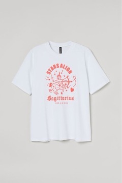 H&M t-shirt znaki zodiaku strzelec napis print y2k