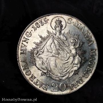 20 Krajcarów 1835 B, Franciszek II, Węgry