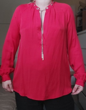 Michael Kors czarwona jedwabna bluzka koszula L 40