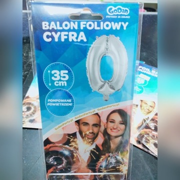 Balony foliowe urodziny cyferki srebrne wys. 35cm 