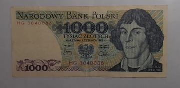 1000 złotych Kopernik 1982 Seria HG
