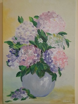 Obraz kwiaty recznie malowany