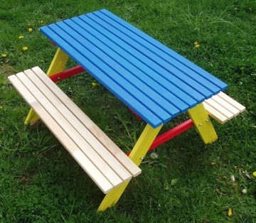 Zestaw ogrodowy drewniany dla dzieci KOLOR stolik