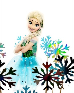 Topper Elsa+ 5szt.PŁATKI ŚNIEGU Frozen Kraina Kodu